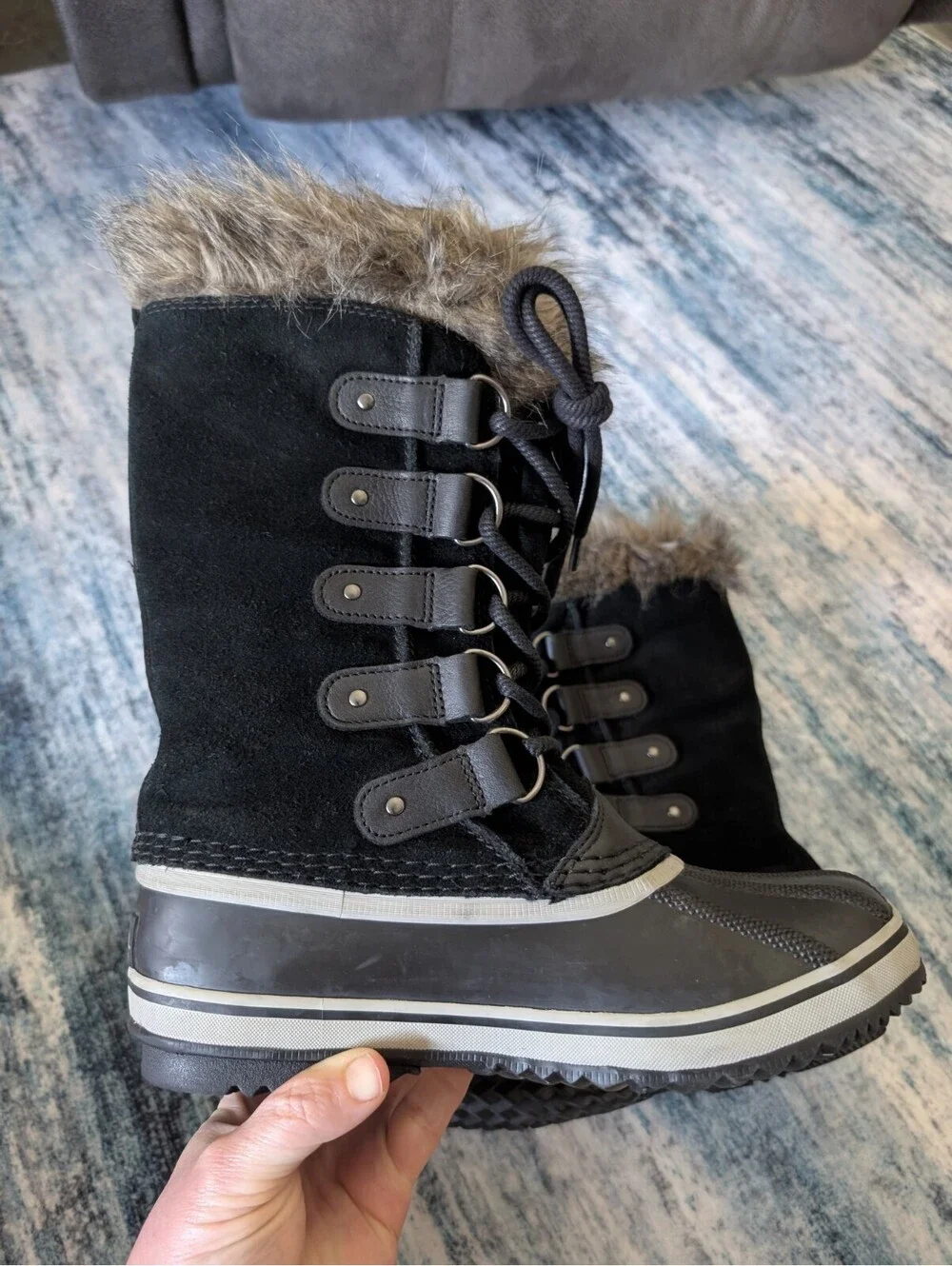 SOREL Joan Of Arctic Waterproof Boots Womens Size 7 Snow Rain Winter Faux Fur